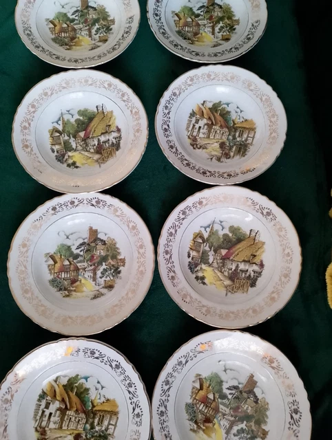Lot De 6 Assiettes à Poisson En Faïence - Barbotine Orchies, Moulin Des Loups - Style Vintage Nordiste