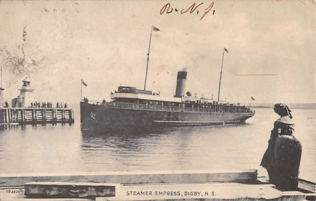 SS EMPRESS IN DIGBY NOVA SCOTIA HARBOR ~ CN MARINE SHIP LINE ~ used Canada 1910s