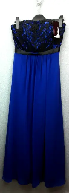 Ever Pretty Size 8 Vibrant Blue Lined Lace Bodice Strapless Maxi Dress