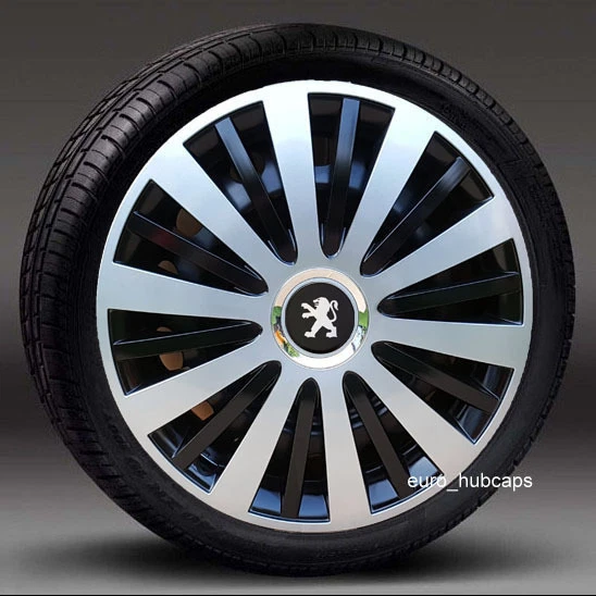 Set di 4 copriruota 15", Coprimozzo, Copri per Peugeot Partner (Quantità 4)
