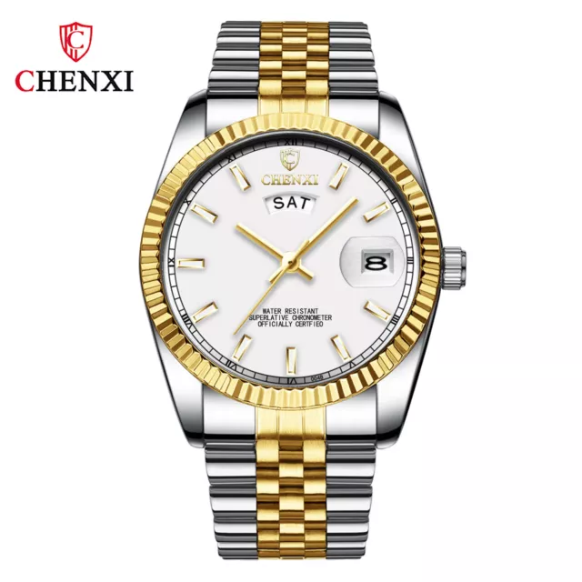 Bracelet Wristwatches Male Gold Calendar Watch CHENXI Men Quartz Watches Steel