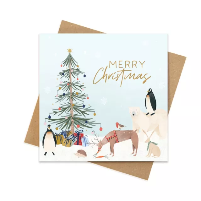 Christmas card illustrated winter scene greeting card holiday merry Christmas