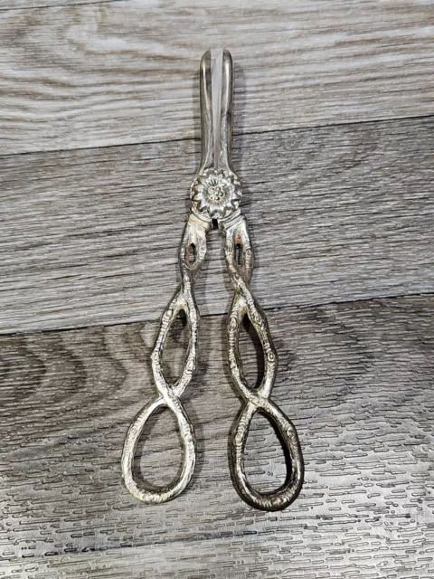 Pair of Victorian Antique ? Silver Metal Grape Scissors Made In England 6"