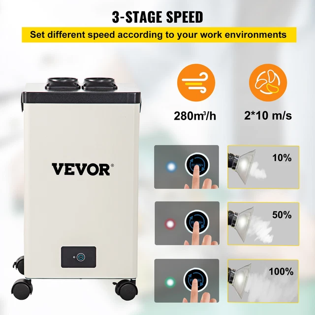 VEVOR 150W PURE Air Fume Extractor 3 Filter Smoke Purifier for Laser