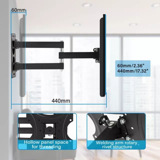 Heavy Duty TV Wall Mount Bracket Long Reach Swivel 22 28 30 40 43 49 50 55 inch 3