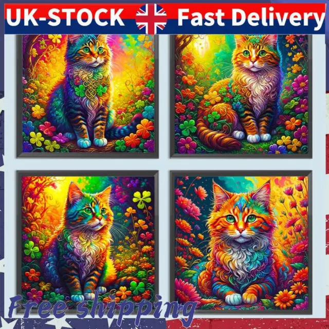 5D DIY Full Round Drill Diamond Painting Cat Kit Home Decoration Art Craft
