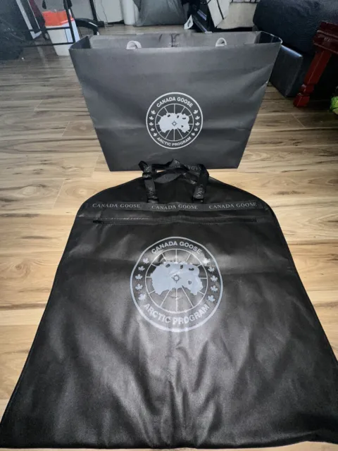 Black Canada Goose Artic Program Garment Cover Protector Storage Bag + Paper Bag