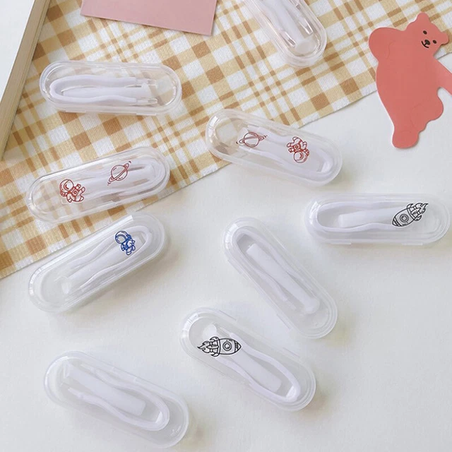 Pinzas largas para lentes de contacto clip varilla de succión con caja de almacenamiento vidrio AccessoDS