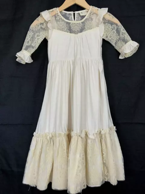 NEW Joyfolie Mia Joy Girls Long Prairie Dress Size 4T Ruffle Lace Ivory Boho