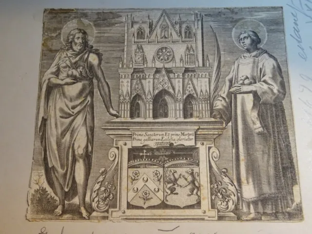 Ecole FRANCAISE XVI XVII GRAVURE PRIMATIALE SAINT JEAN LYON JESUS CHRIST 1600