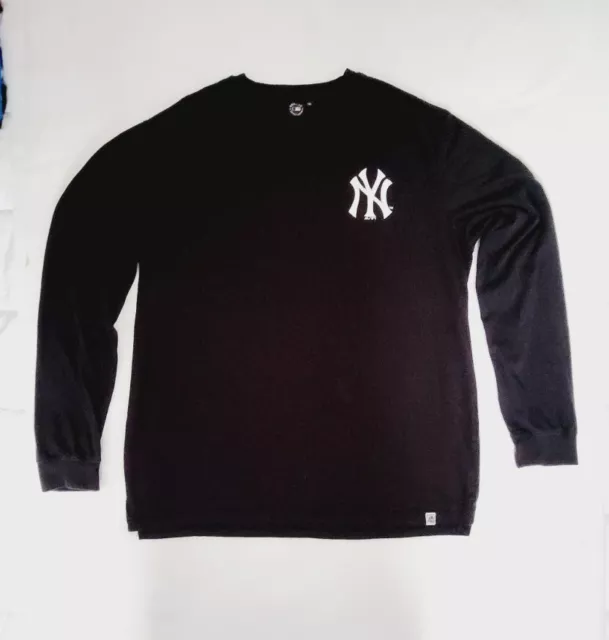 New York Yankees Majestic fan shirt MLB Baseball long sleeve Black Dbl Sided 2XL