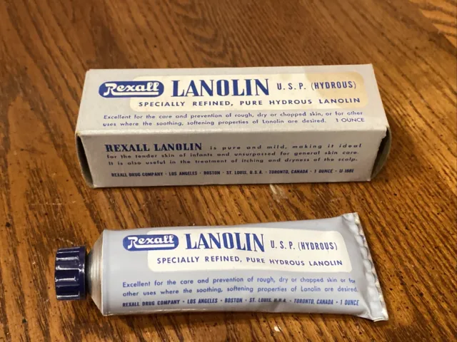 Vintage Rexall Drug Store Lanolin Ointment 1oz Tube Pharmaceutical Advertising