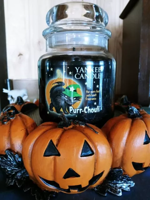 Yankee Candle PURR-CHOULI 14.5oz Jar PATCHOULI Halloween Cat Witch Retired