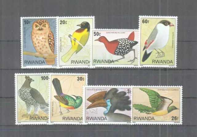 134.Rwanda 1979 Set/8 Stamp Birds, Owls . Mnh