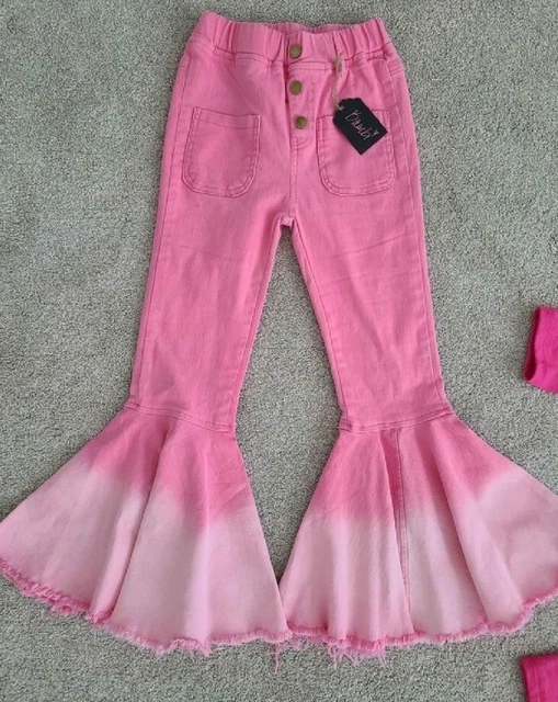 Girls 7 8 Bell Bottoms Jeans Hot Pink