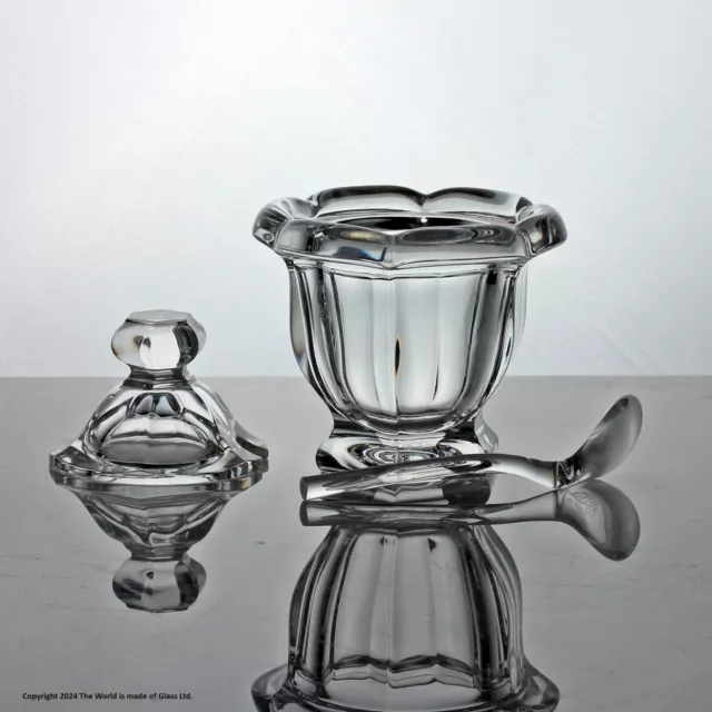 Baccarat crystal glass preserve pot or sugar bowl with spoon 2