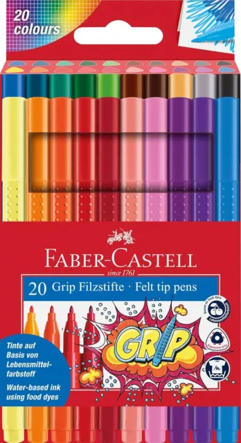 Faber-Castell 155320 Fasermaler GRIP Colour Marker 20er Etui NEU OVP