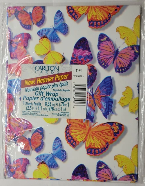 Butterflies Gift Wrapping Paper & Matching Tag - Traditional Female Design, Birthday