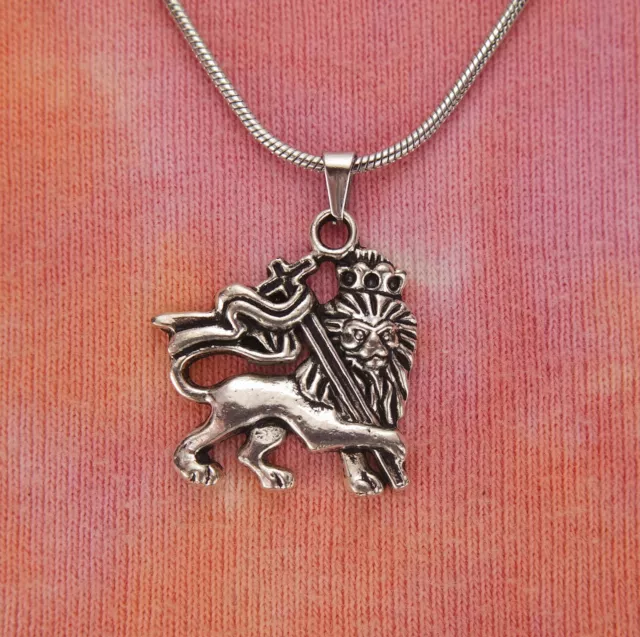 Lion of Judah Necklace, Rasta Ethiopian Zion Hebrew Tribe Charm Pendant Gift nb