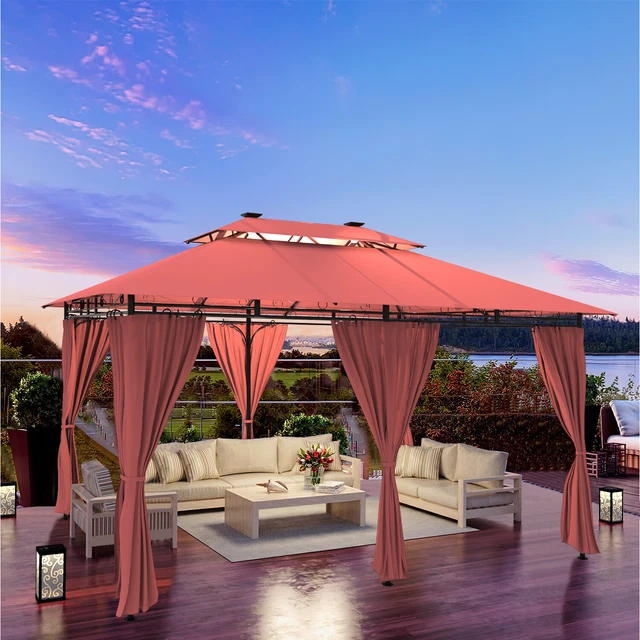3M Pavillon Popup für Terrasse Garten für Schatten und Regen，mit LED Beleuchtung