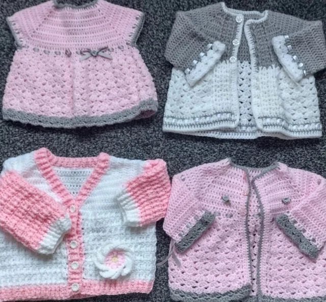 Cardigan e maglione bambine 4 lavorati a mano 3-6 mesi ottime condizioni
