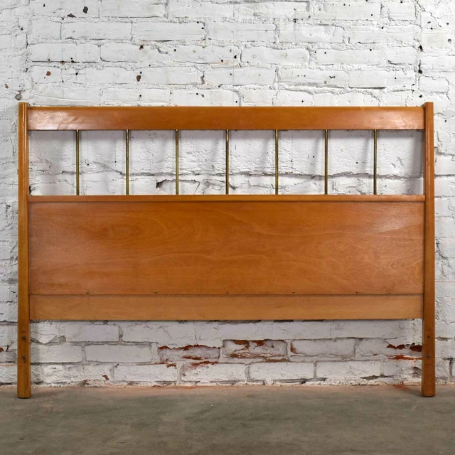Paul McCobb Planner Group Mid Century Modern Full-Size Headboard Brass & Birch