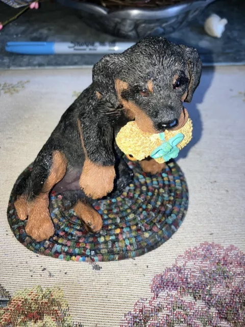Living Stone  4” Rottweiler With Toy Duck