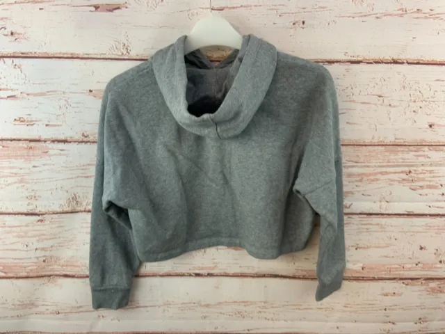 Puma Girls Hoodie 9-10 Years Grey Cropped Cotton Pullover Sweater Logo Kids 10