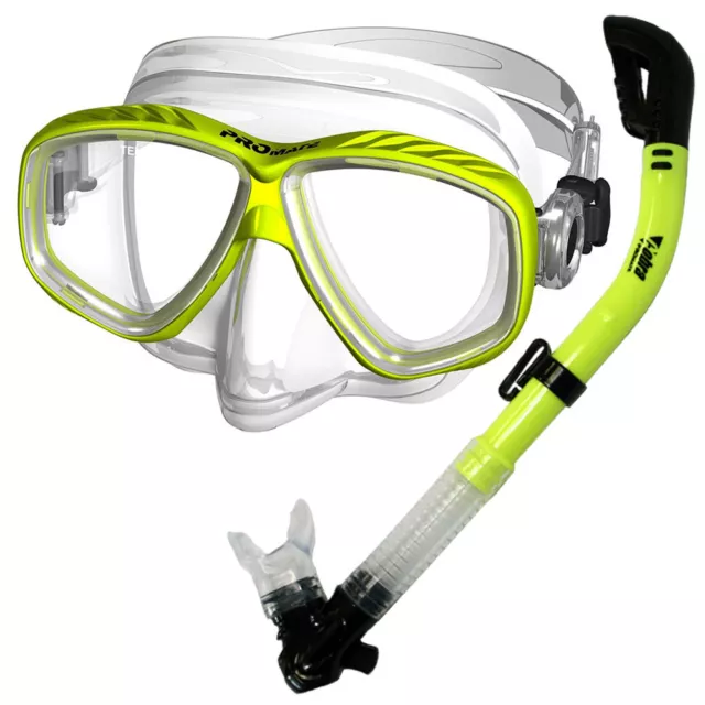 Promate Scuba Dive Snorkeling ProSlender Purge Mask Cobra Dry Snorkel Gear Set