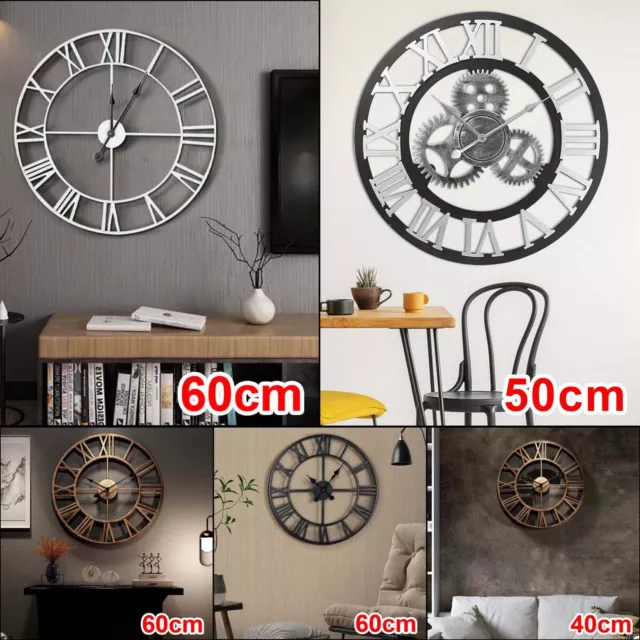 EXTRA LARGE ROMAN Numerals Skeleton Wall Clock Big Giant Open Face ...