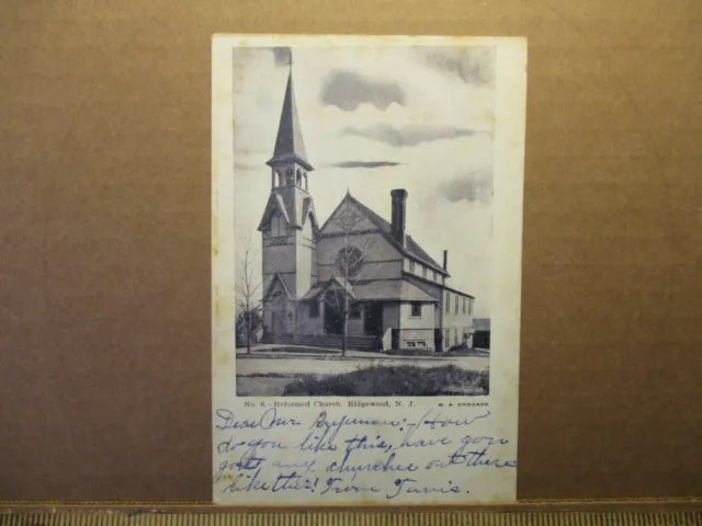 1905 postcard Reformed Church, Ridgewood NJ New Jersey, Crooker