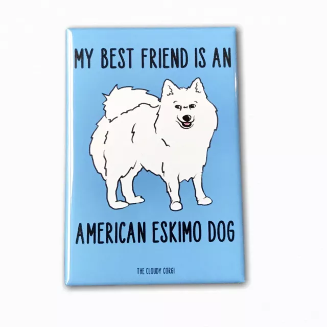American Eskimo Dog Magnet Handmade Best Friend Cartoon Art Gifts and Decor
