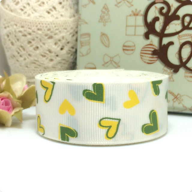Cinta Grosgrain de 1" Corazón Impreso Hecho a Mano Hágalo Hágalo Usted Mismo Cinta Cinta Arco Cinta...