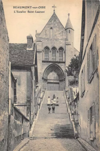 Cpa 95 Beaumont Sur Oise St Laurent Staircase