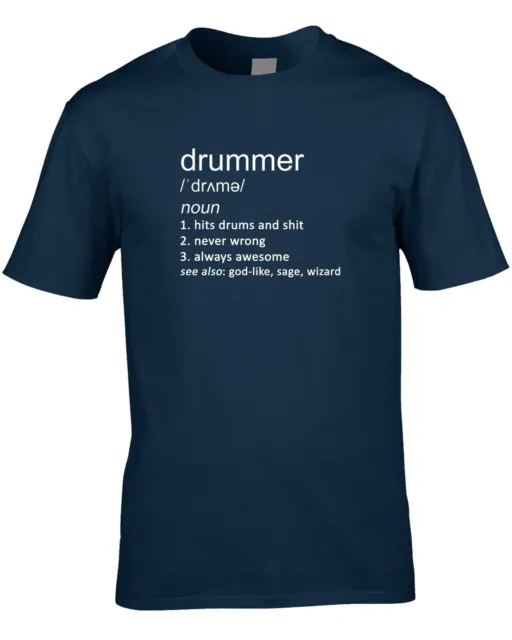 Drummer Definition Mens T-Shirt Music Gift Idea Work Drums Drumming Band Rock