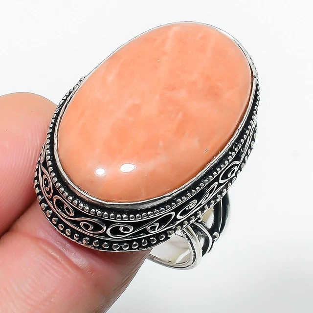 Orange Aventurine Gemstone Handmade Gift Jewelry Ring Size 8 M866
