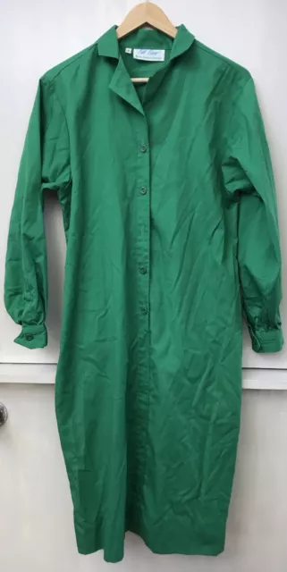 Vintage Girl Scouts Bill Blass Green Shirt Dress Leader Uniform No Belt Size 8