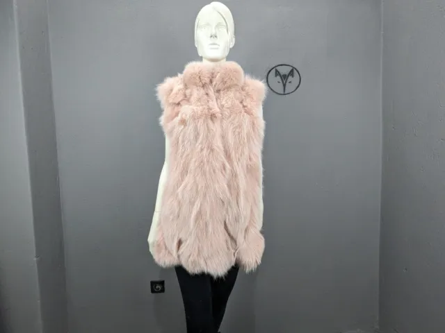 Fox fur vest somon pink colour, Real Fox fur woman jacket, all sizes available