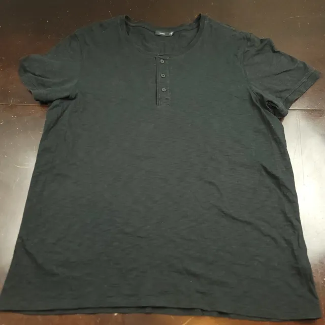 Vince Mens XXL Shirt Henley Black Short Sleeve Casual Cotton 2XL - Issues
