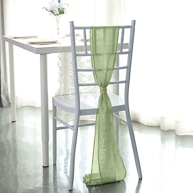 5 pcs SAGE GREEN 6" x 108" Faux Burlap Chair Sashes Wedding Decorations