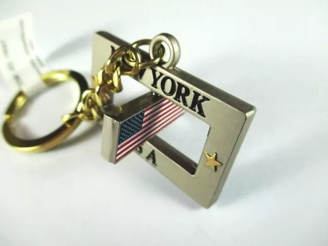 New York Schlüsselanhänger,USA Flagge Stars & Stripes,9,5cm Metall Keyring , 3