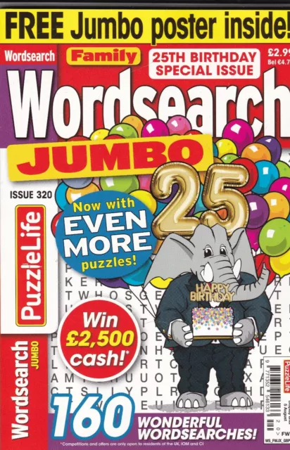 Neu, Familie Wortsearch Jumbo Puzzle Buch Magazin # 320 - 160 Puzzle Zu Lösen