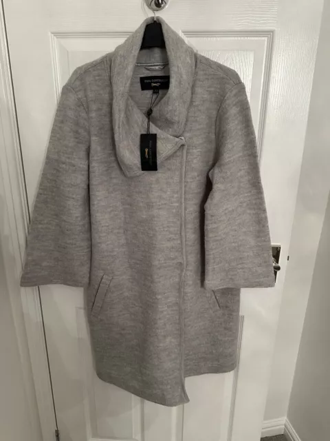 PAUL COSTELLOE LADIES Pale Grey 3 4 Sleeve Wool Cardigan Coat