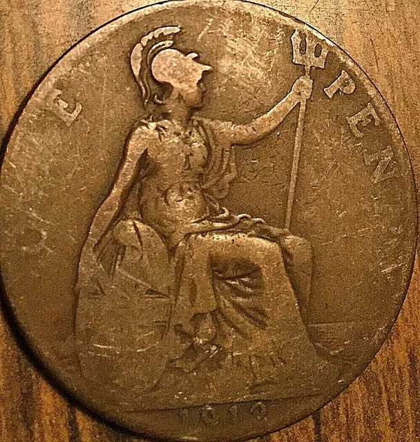 1912 Uk Gb Great Britain One Penny