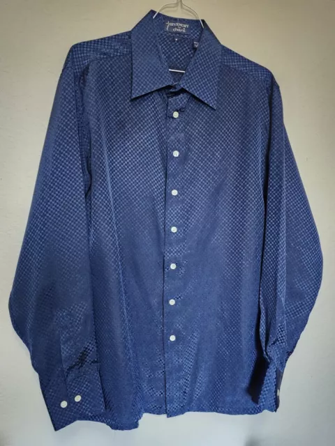 Vintage Givenchy For Chesa Disco Dress Shirt 70's Long Sleeve Blue Men’s Medium