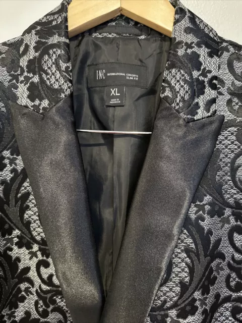 INC International Concepts Jacquard Blazer Jacket Milan Slim Fit Size XL 3