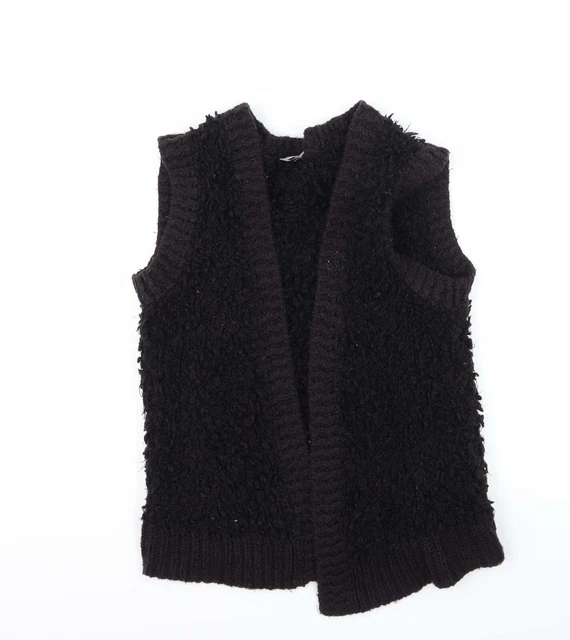 TU Girls Black V-Neck Acrylic Cardigan Jumper Size 7 Years Pullover