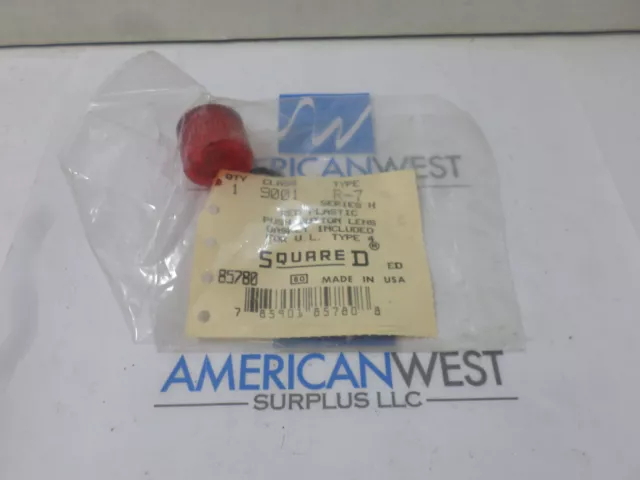 New Surplus  Square D Class 9001 Type R-7 Red Plastic Push Button Lens