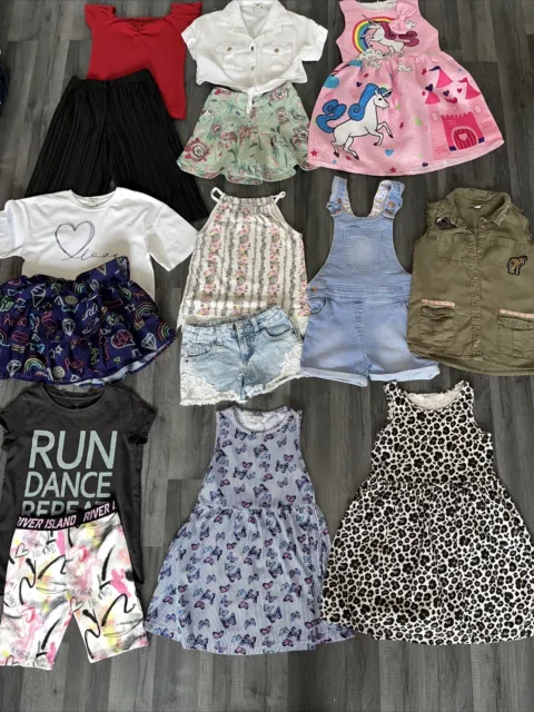 Girls Summer Bundle Of Clothes Age 4-5-6 Years Shorts Dresses T-shirts Dungarees