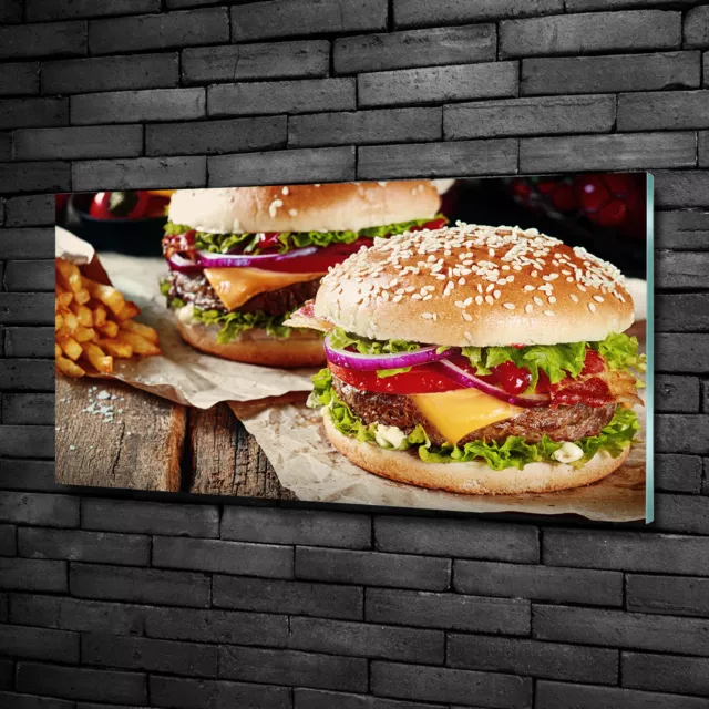 Wandbild Glas-Bild Druck auf Glas 100x50 Deko Essen & Getränke Hamburger